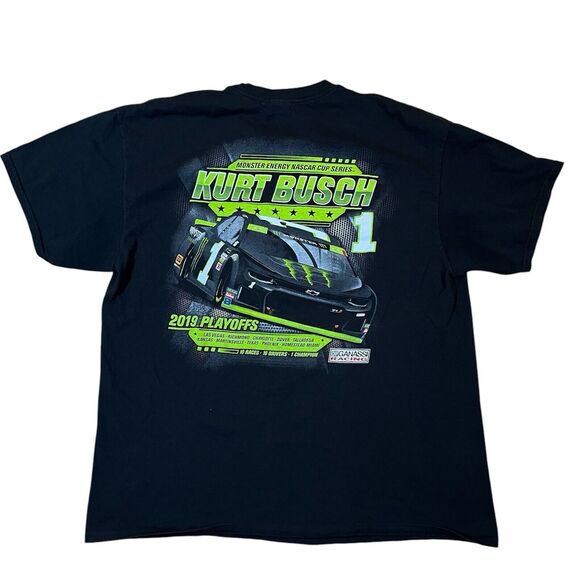 Kurt Busch Black 2019 Monster Energy NASCAR Cup Series Playoffs T-Shirt Large - Picture 1 of 6